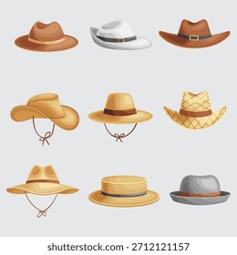 Set Collection of Various Stylish Hats