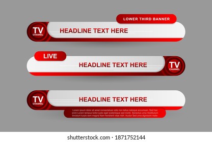 Set collection vector of Broadcast News Lower Thirds Template layout design banner for bar Headline news title, sport game in Television, Video and Media Channel