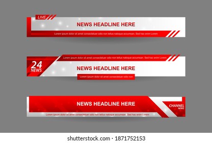 Set Collection Vector Of Broadcast News Lower Thirds Template Layout Design Banner For Bar Headline News Title, Sport Game In Television, Video And Media Channel