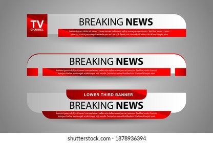 Set collection vector of Broadcast News Lower Thirds Template layout design banner for bar Headline news title, sport game in Television, Video and Media Channel