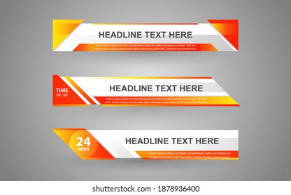 Establecer el vector de colección de Broadcast News Lower Thirds Template de diseño banner para la barra Título de noticias titular, juego deportivo en Televisión, Video y Media Channel