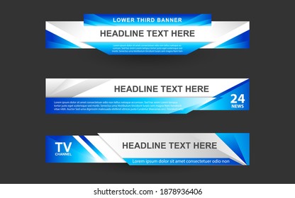 Set collection vector of Broadcast News Lower Thirds Template layout design banner for bar Headline news title, sport game in Television, Video and Media Channel
