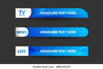 Set collection vector of Broadcast News Lower Thirds Template layout design banner for bar Headline news title, sport game in Television, Video and Media Channel - Shutterstock ID 1886192197