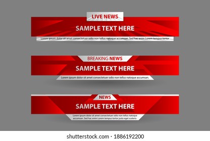 Set collection vector of Broadcast News Lower Thirds Template layout design banner for bar Headline news title, sport game in Television, Video and Media Channel