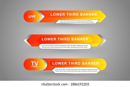 Establecer el vector de colección de Broadcast News Lower Thirds Template de diseño banner para la barra Título de noticias titular, juego deportivo en Televisión, Video y Media Channel