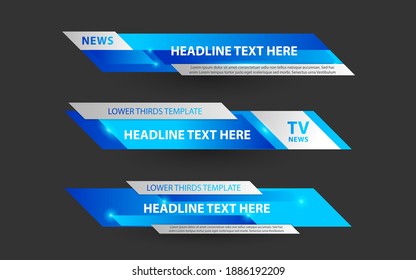 Set collection vector of Broadcast News Lower Thirds Template layout design banner for bar Headline news title, sport game in Television, Video and Media Channel