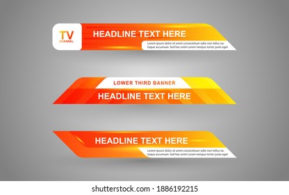 Set collection vector of Broadcast News Lower Thirds Template layout design banner for bar Headline news title, sport game in Television, Video and Media Channel