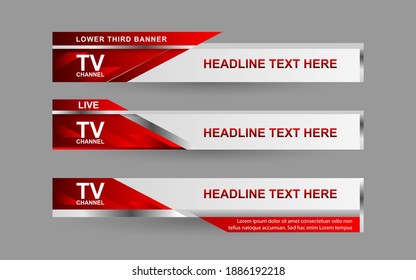 Set collection vector of Broadcast News Lower Thirds Template layout design banner for bar Headline news title, sport game in Television, Video and Media Channel