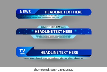 Set collection vector of Broadcast News Lower Thirds Template layout design banner for bar Headline news title, sport game in Television, Video and Media 