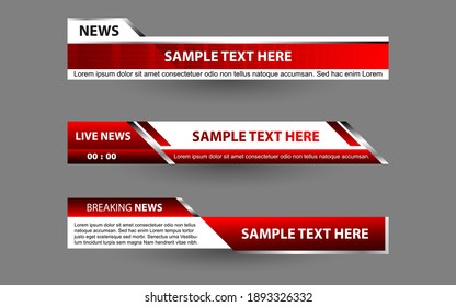 Set collection vector of Broadcast News Lower Thirds Template layout design banner for bar Headline news title, sport game in Television, Video and Media 