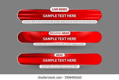 Set collection vector of Broadcast News Lower Thirds Template layout design banner for bar Headline news title, sport game in Television, Video and Media 