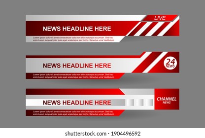 Set collection vector of Broadcast News Lower Thirds Template layout design banner for bar Headline news title, sport game in Television, Video and Media 