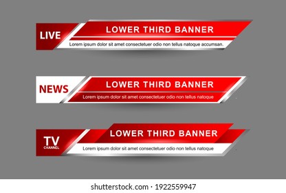 Set collection vector of Broadcast News Lower Thirds Template layout design banner for bar Headline news title, sport game in Television, Video and Media Channel