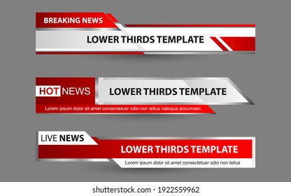 Set collection vector of Broadcast News Lower Thirds Template layout design banner for bar Headline news title, sport game in Television, Video and Media Channel