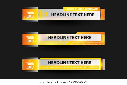 Set Collection Vector Of Broadcast News Lower Thirds Template Layout Design Banner For Bar Headline News Title, Sport Game In Television, Video And Media Channel