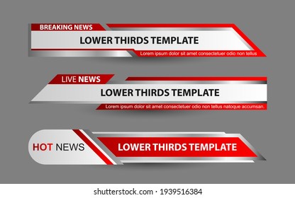 Set collection vector of Broadcast News Lower Thirds Template layout design banner for bar Headline news title, sport game in Television, Video and Media Channel