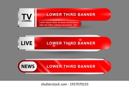 Set collection vector of Broadcast News Lower Thirds Template layout design banner for bar Headline news title, sport game in Television, Video and Media Channel