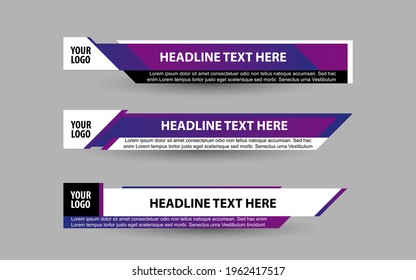 Establecer el vector de colección de Broadcast News Lower Thirds Template de diseño banner para la barra Título de noticias titular, juego deportivo en Televisión, Vídeo y Medios 