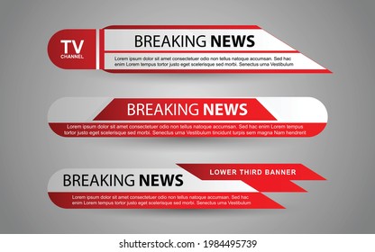 Set collection vector of Broadcast News Lower Thirds Template layout design banner for bar Headline news title, sport game in Television, Video and Media Channel