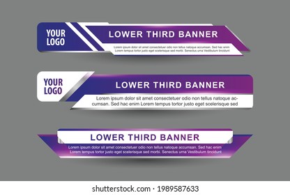 Set collection vector of Broadcast News Lower Thirds Template layout design banner for bar Headline news title, sport game in Television, Video and Media Channel