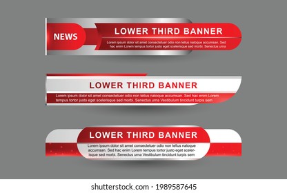 Set collection vector of Broadcast News Lower Thirds Template layout design banner for bar Headline news title, sport game in Television, Video and Media Channel