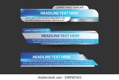 Set collection vector of Broadcast News Lower Thirds Template layout design banner for bar Headline news title, sport game in Television, Video and Media Channel