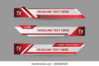 Set collection vector of Broadcast News Lower Thirds Template layout design banner for bar Headline news title, sport game in Television, Video and Media Channel