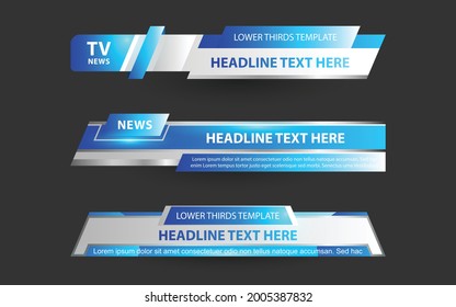 Establecer el vector de colección de Broadcast News Lower Thirds Template de diseño banner para la barra Título de noticias titular, juego deportivo en Televisión, Video y Media Channel