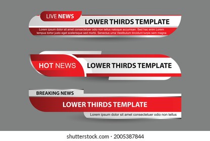 Establecer el vector de colección de Broadcast News Lower Thirds Template de diseño banner para la barra Título de noticias titular, juego deportivo en Televisión, Video y Media Channel