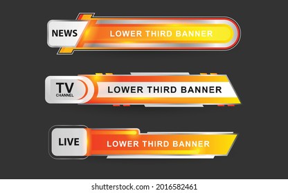 Establecer el vector de colección de Broadcast News Lower Thirds Template de diseño banner para la barra Título de noticias titular, juego deportivo en Televisión, Video y Media Channel