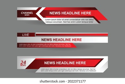 Set collection vector of Broadcast News Lower Thirds Template layout design banner for bar Headline news title, sport game in Television, Video and Media 