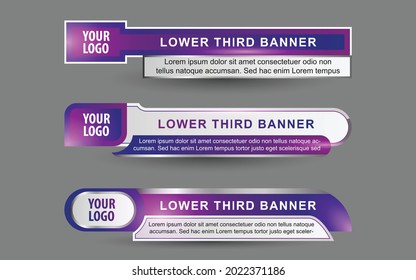 Set collection vector of Broadcast News Lower Thirds Template layout design banner for bar Headline news title, sport game in Television, Video and Media 
