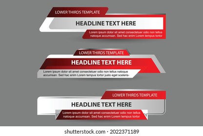 Set collection vector of Broadcast News Lower Thirds Template layout design banner for bar Headline news title, sport game in Television, Video and Media 