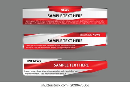 Set collection vector of Broadcast News Lower Thirds Template layout design banner for bar Headline news title, sport game in Television, Video and Media Channel