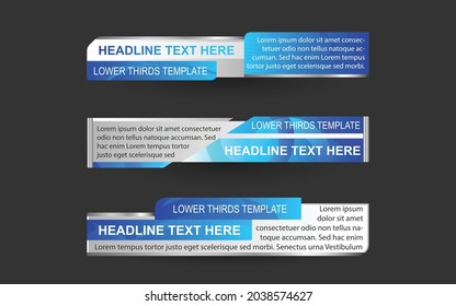 Establecer el vector de colección de Broadcast News Lower Thirds Template de diseño banner para la barra Título de noticias titular, juego deportivo en Televisión, Video y Media Channel