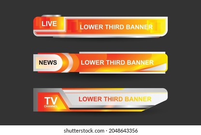 Set collection vector of Broadcast News Lower Thirds Template layout design banner for bar Headline news title, sport game in Television, Video and Media Channel