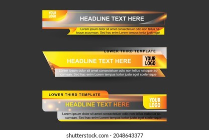 Set collection vector of Broadcast News Lower Thirds Template layout design banner for bar Headline news title, sport game in Television, Video and Media Channel