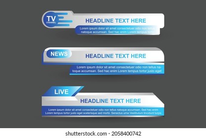 Set collection vector of Broadcast News Lower Thirds Template layout-Design-Banner für Bar Headline News Titel, Sportspiel in Fernsehen, Video und Media Channel