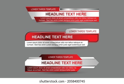 Set collection vector of Broadcast News Lower Thirds Template layout design banner for bar Headline news title, sport game in Television, Video and Media Channel