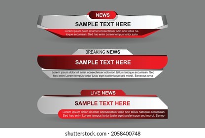 Set collection vector of Broadcast News Lower Thirds Template layout design banner for bar Headline news title, sport game in Television, Video and Media Channel