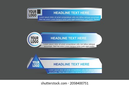 Set collection vector of Broadcast News Lower Thirds Template layout design banner for bar Headline news title, sport game in Television, Video and Media Channel