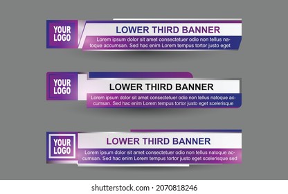 Set collection vector of Broadcast News Lower Thirds Template layout design banner for bar Headline news title, sport game in Television, Video and Media Channel