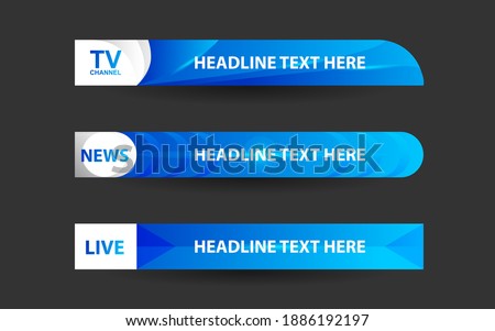 Set collection vector of Broadcast News Lower Thirds Template layout design banner for bar Headline news title, sport game in Television, Video and Media Channel