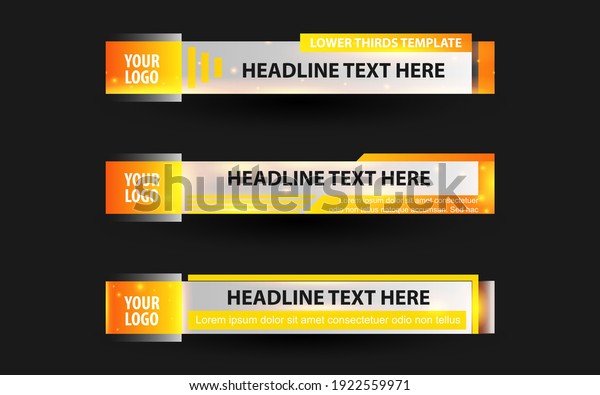 Set collection vector\
of Broadcast News Lower Thirds Template layout design banner for\
bar Headline news title, sport game in Television, Video and Media\
Channel