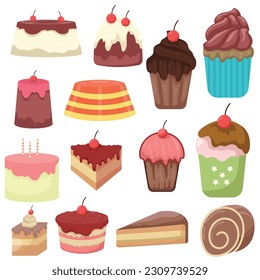 conjunto de ilustraciones de varios postres del vector de colección