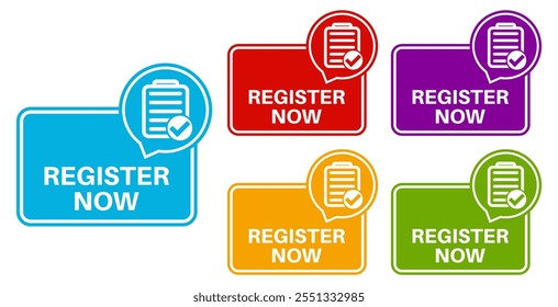 set collection Vector Illustration Jetzt registrieren Design für Beschriftungsschild-Vorlage