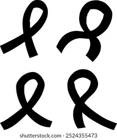 Set collection vector illustration of silhouette black and white ribbon