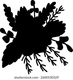 Set collection vector illustration of silhouette black and white flower food clip art
