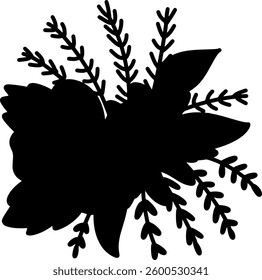 Set collection vector illustration of silhouette black and white flower food clip art