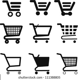 Set collection of vector shopping cart icons